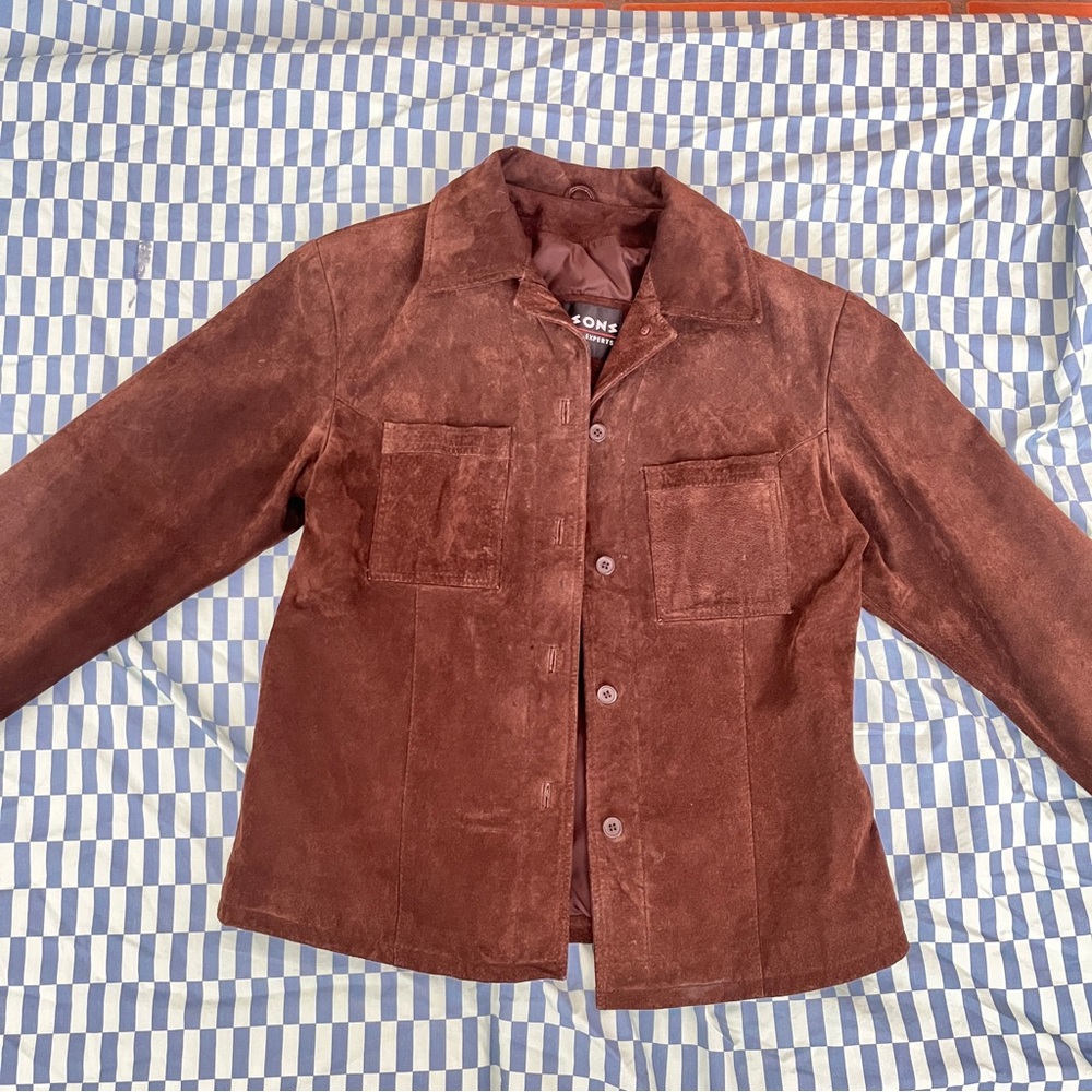 VTG Wilsons Chocolate Brown Suede Shirt Jacket S M